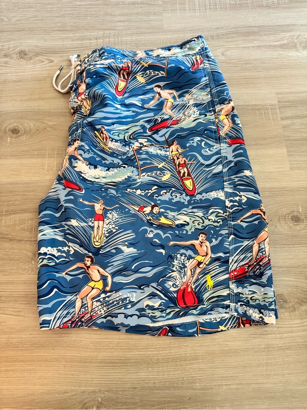Polo by Ralph Lauren Blue Surf & Surfer Print Swim Board Shorts Size 2XB